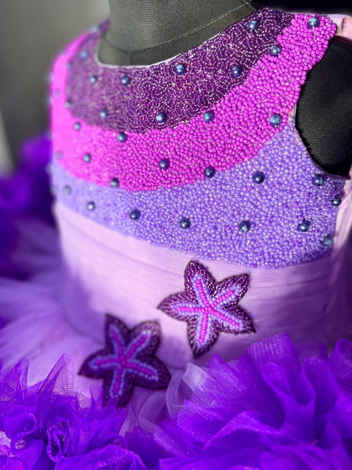 Gown : Purple georgette embroidered indowestern umbrella ...